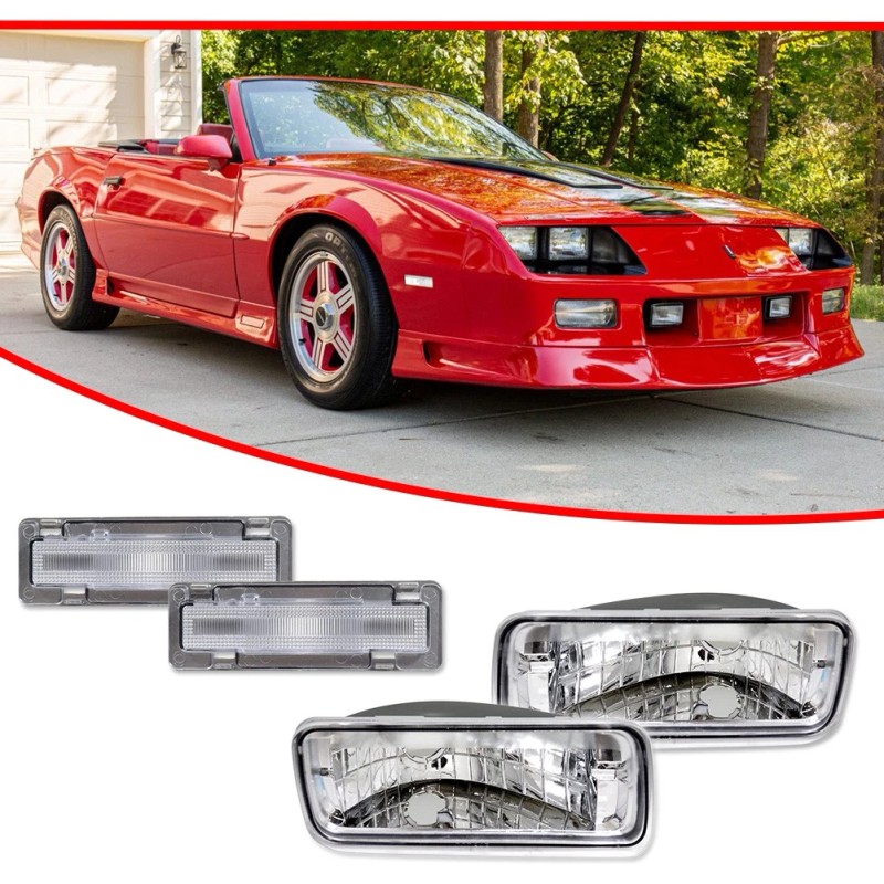 GTINTHEBOX For Chevy Camaro 85-92 Clear Bumper Turn Signal Lights