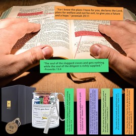 Bible verse jar, reading bible verse jar with cross necklace, hope jar, prayer jar, Christian women gifts, Christian mom gifts, Christian men gifts, Christian dad gifts (Gift box)
