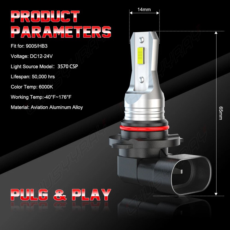 CHUSYYRAY 9005 9006 LED Headlights High Low Beam Bulbs 100W