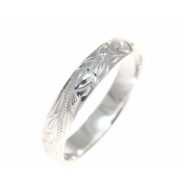 Arthur's Jewelry Sterling silver 925 Hawaiian plumeria scroll 4mm band