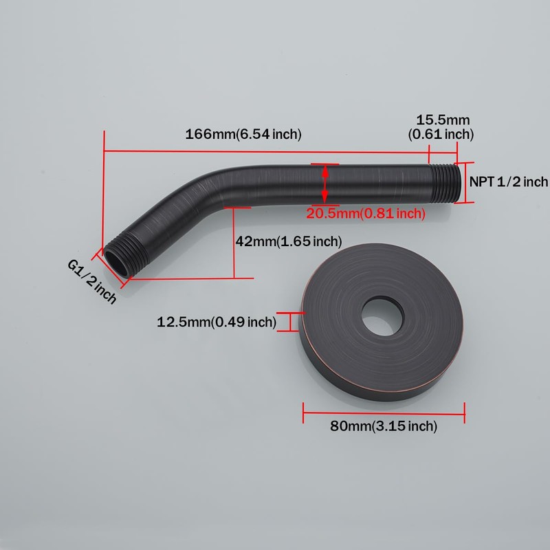 Shower Arm with Flange Oil Rubbed Bronze 6 Inches Wall