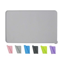 Love Dream LSilicone Pet Feeding Mat, Waterproof Dog Cat Bowl Mat, Raised Edges to Prevent Spills, Easy Clean Nonslip Dogs and Cats Placemat Tray to Stop Food and Water Bowl Messes on Floor (Grey)