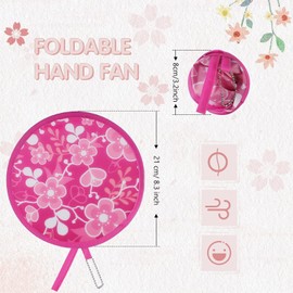 Marsui 12 Pcs Round Foldable Hand Fan Summer Flower Handheld Folding Fan 4 Patterns Collapsible Handheld Fan Foldable for Women Girls Daily Use Festival Wedding Party Favors Home(Japanese Style)