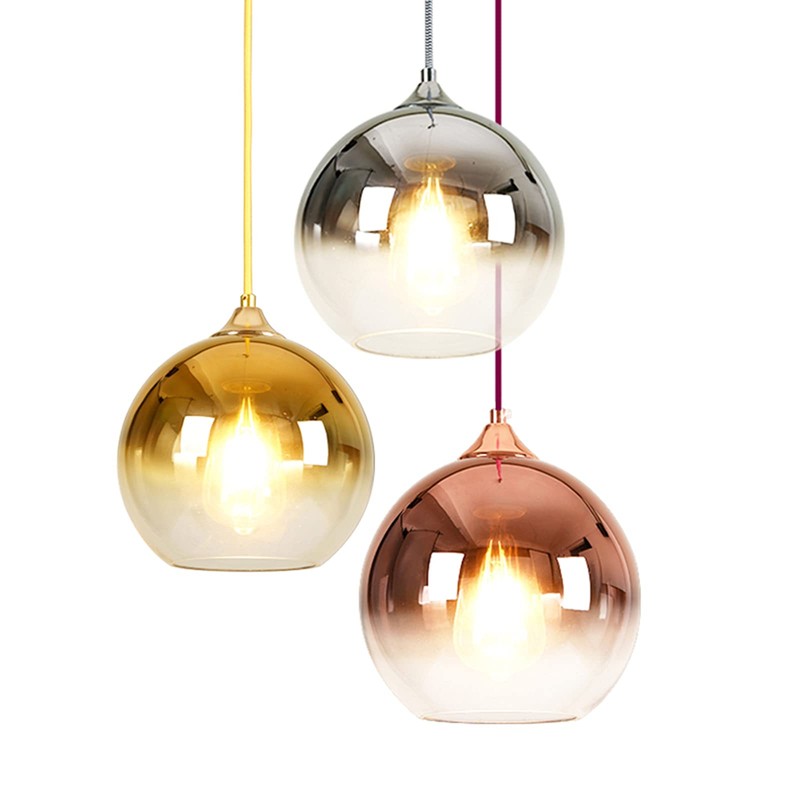 MZSUS Gradient Gold Glass Globe Pendant Light,Spherical Glass Hanging Light