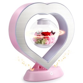 LoveLin Heart Preserved Rose Flowers with Bluetooth Speakers, 5W Pink Magnetic Levitation Table Lamp with Variable Color LED Light, Unique Forever Flower Gift for Women, Girls, Mother and Grandma