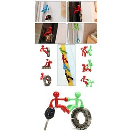 Magnet Key Holders Magnetic Man Key Hook Wall Key Holder Fridge Magnets Home for Any Metal Surface (Pink/Black/Orange/Dark Green, 4)