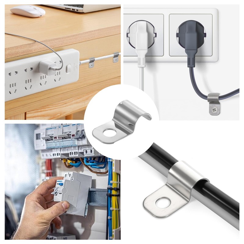 100 PCS 1/4 Outdoor Cable Clips with One-Hole, Stainless Steel
