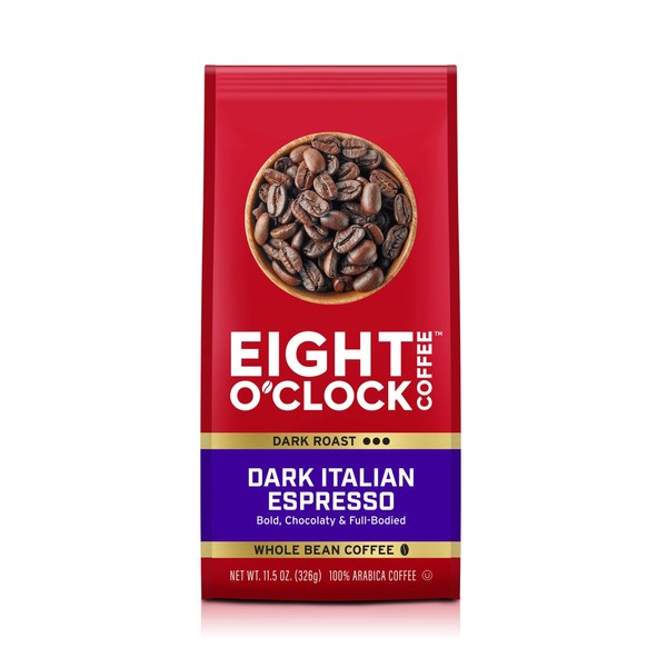 Eight O'Clock Coffee Dark Italian Espresso, 11 Ounce (Pack of 6), Dark Roast Ground Coffee 100% Arabica, Bold & Chocolaty
