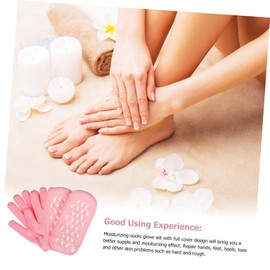 WOONEKY 2 Pairs Spa Moisturizing Socks Gloves Thermal Ankle Socks Overnight Gloves Foot Skin Care Hand Skin Care