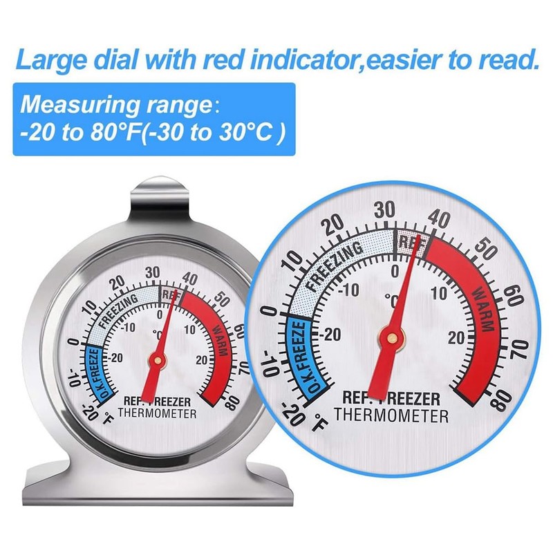 2X Refrigerator Freezer Thermometer Series Dial Thermometer Temperature Thermometer for