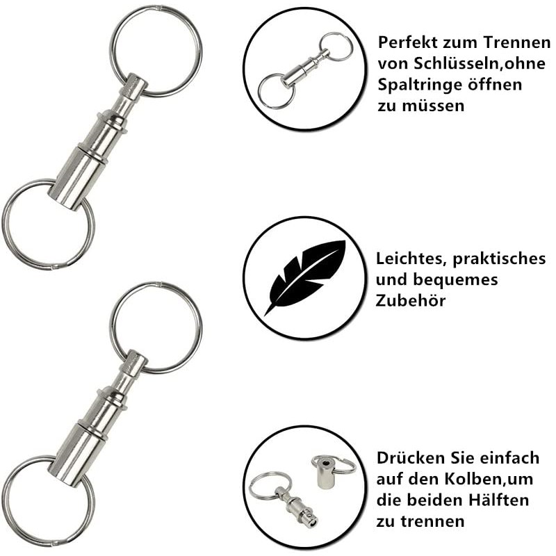 Norhogo 6 pieces key rings with quick release, removable key