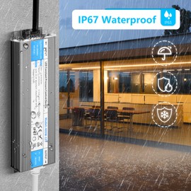 SUCIKORIO 12V 300W LED Driver Waterproof IP67, Ultra Slim LED Transformer 240V AC to 12V DC 25A 300 Watt Quiet Low Volt Converter LED Power Supply Constant Voltage For LED Strip, Indoor & Outdoor