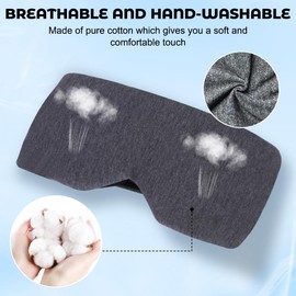 ACWOO Sleeping Mask, Eye Mask, Side Sleeper Sleeping Mask, Skin-Friendly, Breathable Eye Mask, Sleeping Masks with Adjustable Velcro Fastener for Night Sleep, Travel and Nap (Grey)
