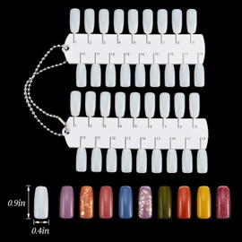 Maitys 6 Sets 216 Tips Double Layer Nail Color Display Card Plastic Nail Polish Sample Display with Chain for Design Practice Training