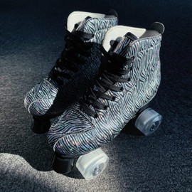 Womens Roller Skates Classic High-top Roller Skates Four-Wheel Roller Skates Shiny Roller Skates for Adult Youth Boys Girls Outdoor with Shoes Bag (Black b,US:12)