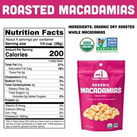 Mavuno Harvest Organic Roasted Macadamia Nuts | Dry Roasted Whole Macadamia Nuts | Vegan, Non GMO Healthy Snacks for Kids and Adults | Office Friendly Work Snack | 4 Ounce, Pack of 3