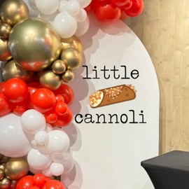 Capiont Little Cannoli Decal - Food Theme Party Decoration, Baby Shower Party Decor Backdrop for Boy or Girl, Baby Shower Gender Reveal Party Supplies (Little Cannoli Brown)