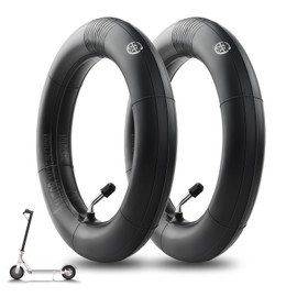 Amitor 10 x 2 Inner Tube, 10 Inch Inner Tube E Scooter Thickened, High Elasticity Butyl Rubber Pram Hose 10 x 2 with Silver Valve 45°, Durable E Scooter Replacement Hose 10 x 2 Inches, 2 Pieces
