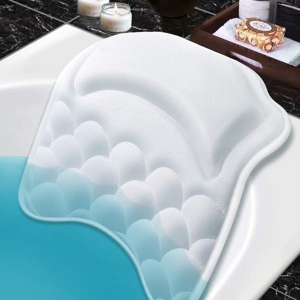 Beautybaby Bathtub Spa Pillow[2021 Upgraded] Bath Pillows for tub, with Non-Slip 8 Large Strong Suction Cups, Free Machine Washable Bag