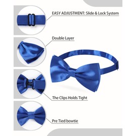 AWAYTR Men's Pre Tied Bow Ties for Wedding Party Fancy Plain Adjustable Bowties Necktie (Royal blue)