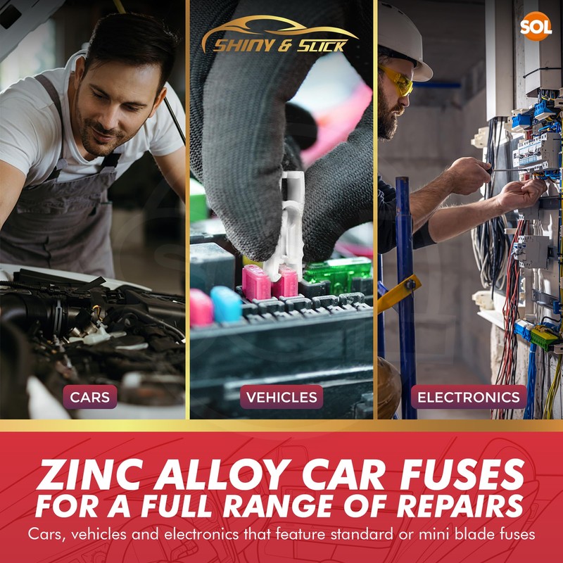 SOL 120pk Assorted Car Micro Fuses, Zinc Alloy Blades with