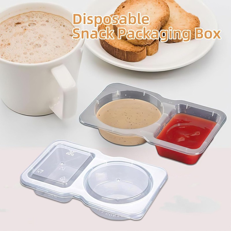 Pack of 20 Reusable Snack Pack Containers, Double Compartment Snack
