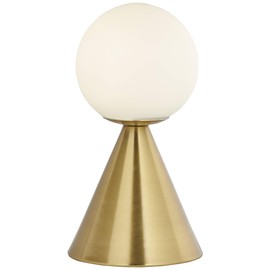 360 Lighting Mobley 10 1/2" High Small Mid Century Modern Glam Luxe Accent Table Lamp Gold Metal Single Glass White Shade Living Room Bedroom Bedside Nightstand House Office Home Reading Kitchen