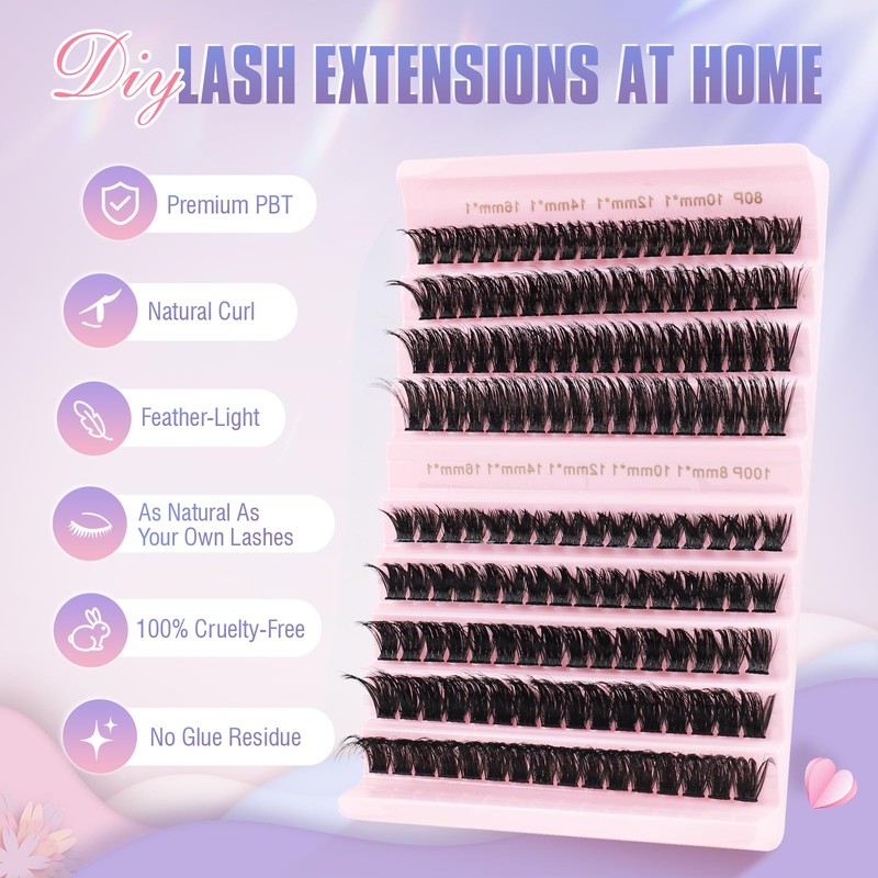 Oreola Cluster Eyelashes, 80D, 100D, Individual Eyelashes, D Curl, False