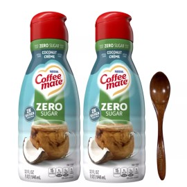Coffee-mate CoffeeMate Zero Sugar Coconut Creme Coffee Creamer 32 oz 2 pack w/ Wooden Spoon