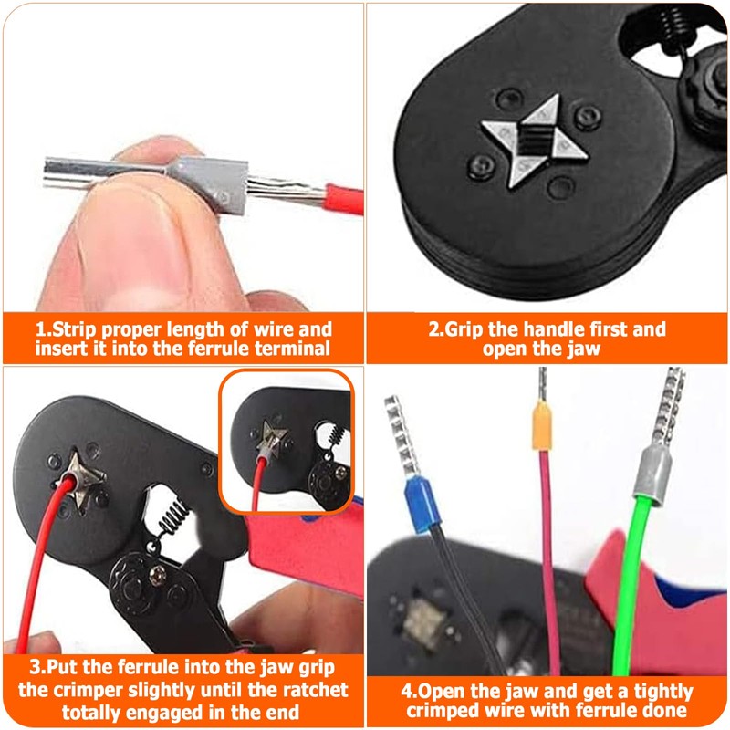 SENLINLIN Crimping Plier Set, 0.5-10mm² Ferrule Crimper Tool with 1800