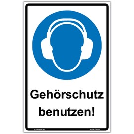 Sign "Gehörschutz tragen" ASR 1.3, Safety Sign 300 x 200 mm, Portrait Format, Sturdy Aluminium Composite Plate, 3 mm Thick, Includes 4 Corner Holes