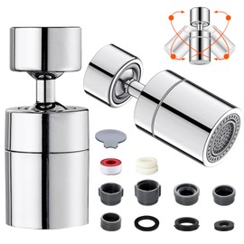 2 Pieces 360° Swivel Tap Attachment M22/M24 Multifunctional Rotating Tap Aerator with 2 Modes / Jet Types for Home Kitchen Bathroom Sink High Pressure Bath Nozzle