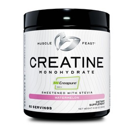 Muscle Feast Muscle Feast Creapure Creatine Monohydrate Powder, Vegan Keto Friendly Gluten-Free Easy to Mix, Muscle Recovery Supplement and Best Creatine for Muscle Growth, Natural Watermelon, 300g