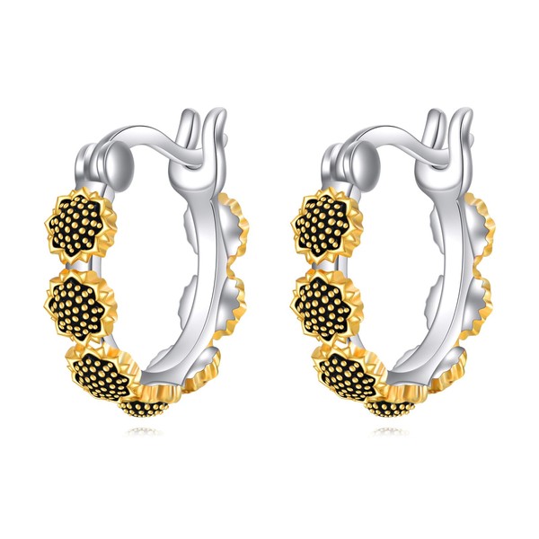 POPLYKE Sunflower Earrings for Women 925 Sterling Silver Floral Flower