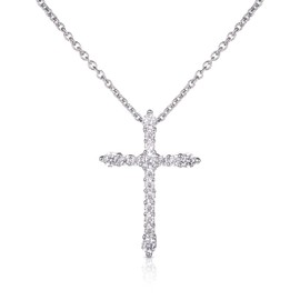 namana 925 Sterling Silver Cross with Necklace for Women and Girls, Sterling Silver Cross Pendant and Necklace for Women with Zirconia Stones, Silver Cross and Chain, Sterling Silver, Cubic Zirconia