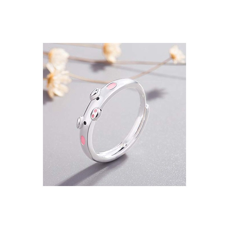 Cute Pink Pig Ring Copper Adjustable Animal Ring for Women