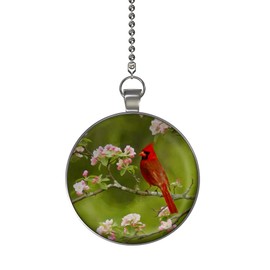Gotham Decor Cherry Blossom Cardinal Ceiling Fan and Light Pull Chain Pendant