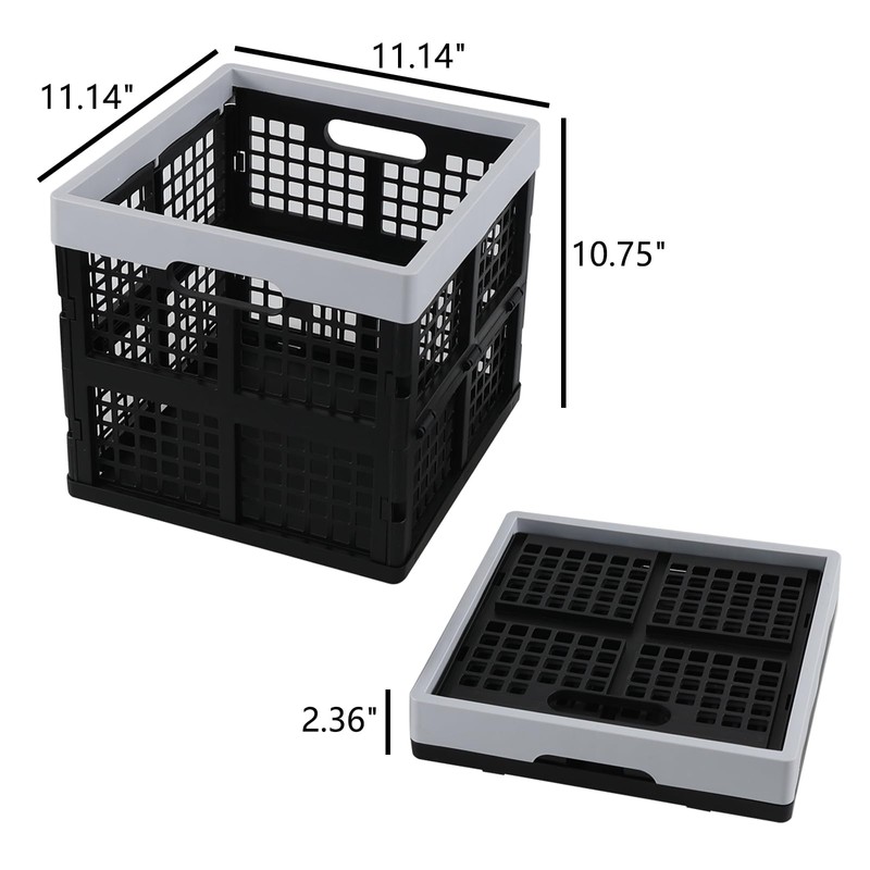 Kekow 22 L Plastic Collapsible Crate, 3 Pack Plastic Stackable