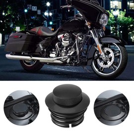 1 tapa de tanque de combustible, negro, depósito de motocicleta, tapa de tanque de combustible para Dyna Touring Softail para 1982-2010 (todos los modelos con un solo tornillo en la tapa de la gasolin