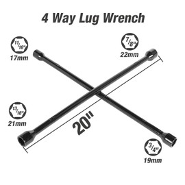 BIG RED ATRX31101-20 Professional 20" Universal Heavy Duty 4-Way Cross Lug Wrench, Black