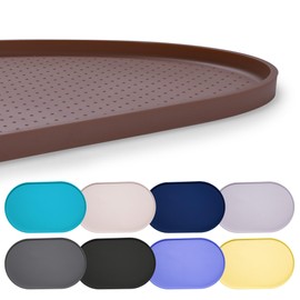 Hubulk 100% Waterproof Silicone Pet Feeding Mat with Raised Edge for Food and Water, Dog Bowl Mats, Cat Bowls Placemat with High Lip Protects Floor for Cats and Dogs (Brown, 19" L x 12" W)