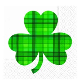 Design Design St. Patrick's Day Cocktail Napkins - 40 Count 3-Ply (2 Packages of 20CT) - Green Plaid Shamrock Design, (624-10358 x2)