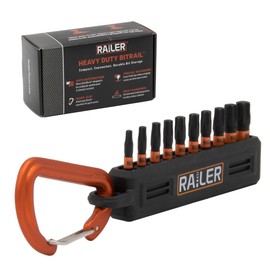 Railer Torx Bit Set - Premium S2 Steel 1 Inch Impact Driver 10-Piece 6 Star Bit Set With A Tool Storage Bit Holder & Carabiner