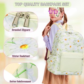 AUIVTY School Backpack for Girls Teens Bookbag with Lunch Box Pencil Case Kids Backpack Elementary Middle School Bookbag Teen Girls-Flower