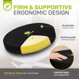 ErgoFoam Round Chair Seat Cushions - Ergonomic Design - 100% Memory Foam