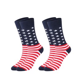 AKAMAS 2 Pairs of American USA Flag Socks, Men's Women's Freedom Socks Stockings, Funny Stars Stripes Pattern Socks, Independence Day Costume, Groomsmen Groom Cotton Socks UK 4-10, multicoloured