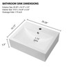 Wall Mount Bathroom Sink - Funmier 20x16 Inch Wall Mount