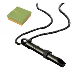 Breathing Necklace for Mindfulness & Meditation – Air Inhaler for Relaxation, Stress Relief, Quit Smoking Aid – Stainless Steel Necklace for Men & Women (65cm Adjustable Chain)(Black)