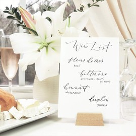 UNIQOOO Elegant Birch Wood Stand for Wedding Table Number Sign, Place Card Holder, Photo Display Stand, Small | for Event Decor, Retail Shop, Cafe Restaurant Menu, Business Card, Name Tag, 12 Pack