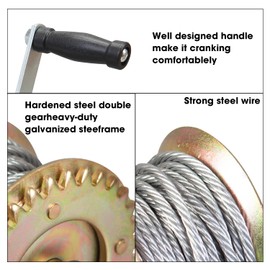 TCE ATRT1061CU Torin 600lbs Capacity Manual Trailer Winch with 26.3ft Cable